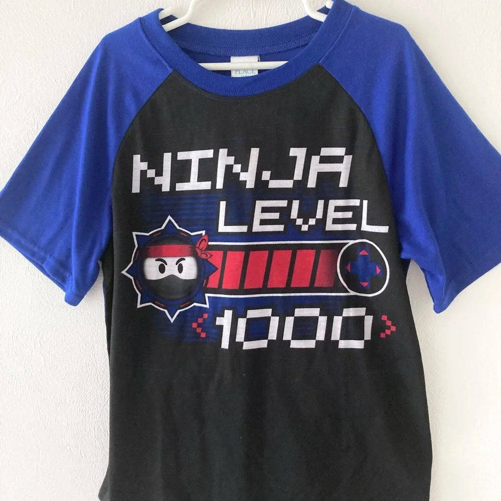 NWT The Childrens Place Ninja Level 1000 Pajama Short Set Size 7/8 M